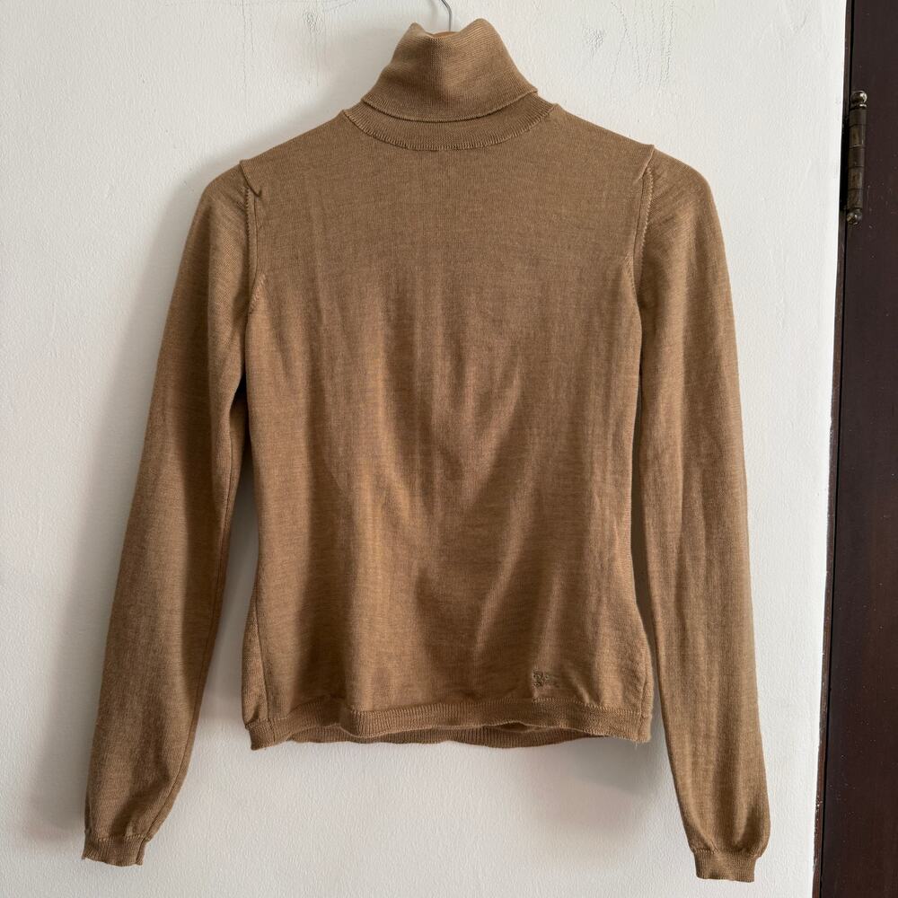BURBERRY | Camel Merino Wool Classic Slim Fit Turtleneck Sweater | Small